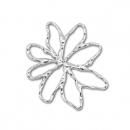 Breloques / connecteur en acier Inox fleur Argent&eacute;