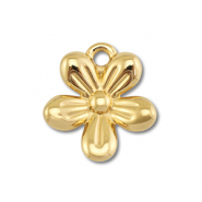 Breloques en acier Inox fleur Dor&eacute;