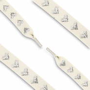 Lacet pour chaussure tendance avec c&oelig;ur Blanc cass&eacute;-argent&eacute;