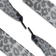 Lacet pour chaussure tendance organza l&eacute;opard Gris-noir
