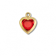 Breloques en acier Inox coeur Dor&eacute;-rouge