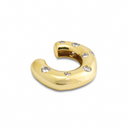 Boucles d'oreilles en acier inox ear cuff avec zirconium Dor&eacute;-cristal
