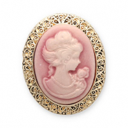 Broches Cam&eacute;e ovale Dor&eacute;-rose vintage