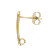 Appr&ecirc;ts en acier Inox boucles d'oreilles / puces d&rsquo;oreilles oblong avec anneau Dor&eacute;