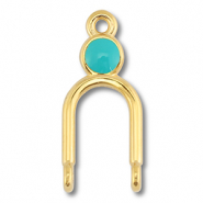Breloques en m&eacute;tal DQ connecteur Dor&eacute; (sans nickel)-bleu turquoise