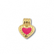Breloques en m&eacute;tal DQ c&oelig;ur Dor&eacute; (sans nickel)-magenta