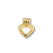 Breloques en m&eacute;tal DQ c&oelig;ur Dor&eacute; (sans nickel)-blanc