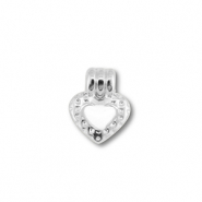 Breloques en m&eacute;tal DQ c&oelig;ur Argent&eacute; antique (sans nickel)-blanc
