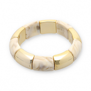 Bracelets en r&eacute;sine Dor&eacute;-blanc cass&eacute;-beige