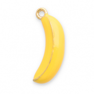 Breloques en acier Inox banane Dor&eacute;-jaune