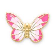 Perles en acier Inox papillon Dor&eacute;-rose-blanc