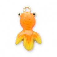 Breloques en acier Inox poisson Dor&eacute;-orange-jaune