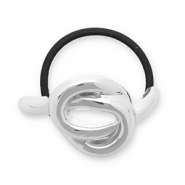 Accessoires pour cheveux &eacute;lastique &agrave; cheveux avec m&eacute;tal n&oelig;ud Argent&eacute;-noir