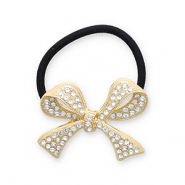 Accessoires pour cheveux &eacute;lastique &agrave; cheveux avec m&eacute;tal n&oelig;ud avec strass Dor&eacute;-noir-transparent