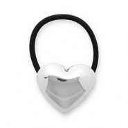 Accessoires pour cheveux &eacute;lastique &agrave; cheveux avec m&eacute;tal coeur Argent&eacute;-noir