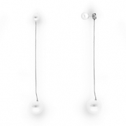 Boucles d'oreilles / puces en acier Inox avec imitations perles Argent&eacute;