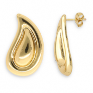 Boucles d'oreilles / puces en acier Inox goutte Dor&eacute;