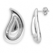 Boucles d'oreilles / puces en acier Inox goutte Argent&eacute;