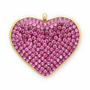 Breloques en acier Inox c&oelig;ur Dor&eacute;-rose fonc&eacute;