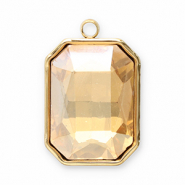 Breloques en acier Inox facett&eacute;e rectangle Dor&eacute;-champagne