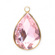 Breloques en acier Inox facett&eacute;e goutte Dor&eacute;-rose