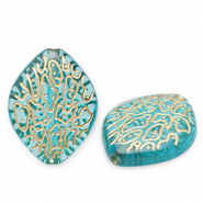 Perles acryliques Bleu sarcelle-dor&eacute;