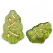 Perles acryliques sapin de No&euml;l Vert olive-dor&eacute;