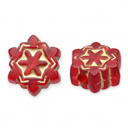 Perles acryliques flocon de neige Rouge-dor&eacute;