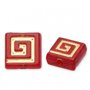 Perles acryliques carr&eacute; Rouge-dor&eacute;