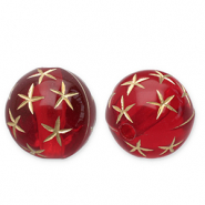 Perles acryliques 12 mm rond avec &eacute;toiles Rouge-dor&eacute;
