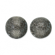 Perles acryliques avec pailletes 8 mm Noir-argent&eacute;