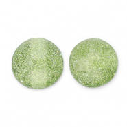 Perles acryliques avec pailletes 12 mm Vert olive-argent&eacute;