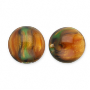 Perles en r&eacute;sine avec pailletes 12mm Orange br&ucirc;l&eacute;e-dor&eacute;-vert