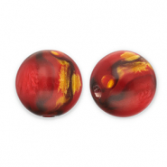 Perles en r&eacute;sine avec pailletes 12mm Rouge-dor&eacute;