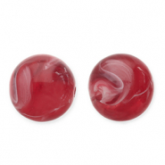 Perles acryliques 12 mm rond Rouge-blanc