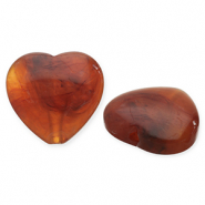 Perles acryliques c&oelig;ur Marron orange