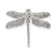 Broches accroche-regard libellule Argent&eacute;-noir-transparent