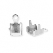 Appr&ecirc;ts en acier inox embout pour cha&icirc;ne strass 2mm Argent&eacute;