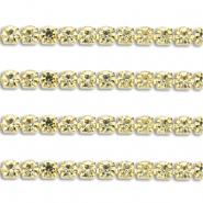 Cha&icirc;ne strass en acier Inox 4mm Dor&eacute;-champagne