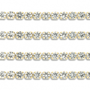 Cha&icirc;ne strass en acier Inox 3mm Dor&eacute;-cristal