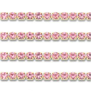 Cha&icirc;ne strass en acier Inox 2mm Dor&eacute;-rose