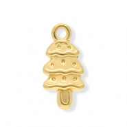 Breloques en acier Inox sapin de No&euml;l Dor&eacute;