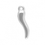 Breloques en acier Inox corne porte-bonheur Argent&eacute;