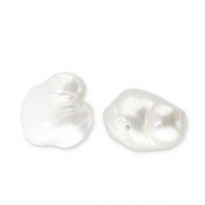 Perles d'eau douce plates et rondes Blanc naturel