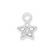 Breloques en acier Inox &eacute;toile avec strass Argent&eacute;-transparent