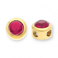 Perles en acier Inox disque Heishi avec strass Dor&eacute;-rose fonc&eacute;
