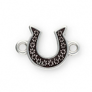 Breloques en m&eacute;tal DQ connecteur fer &agrave; cheval Argent&eacute; antique-marron fonc&eacute; (sans nickel)