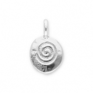 Breloques en m&eacute;tal ovale avec spirale Argent&eacute;