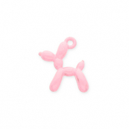 Breloques en m&eacute;tal chien ballon caniche Rose clair