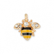 Breloques en m&eacute;tal abeille Dor&eacute;-noir-jaune-transparent